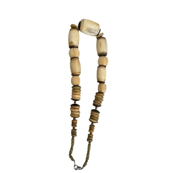 Vintage Cream Bone African statement Tribal Necklace Sterling Silver Chunky - Picture 6 of 9